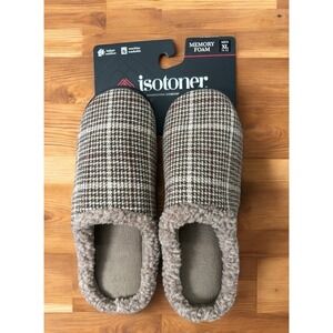 New Mens Isotoner Memory Foam Slippers Mules  Size XL 11-12 indoor/outdoor Taupe